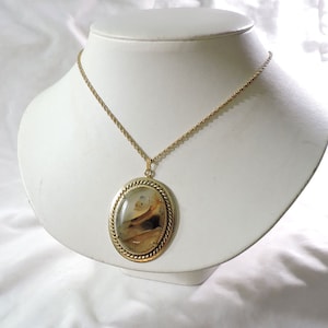 Vintage Gold Filled Jasper Stone Pendant
