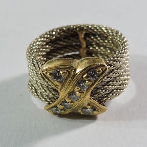 Vintage Schlumberger Design 4 Row 18K Gold Diamond Ring