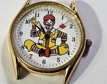 Collectors Vintage 1970s Ronald Mcdonald Watch: Brown Leather