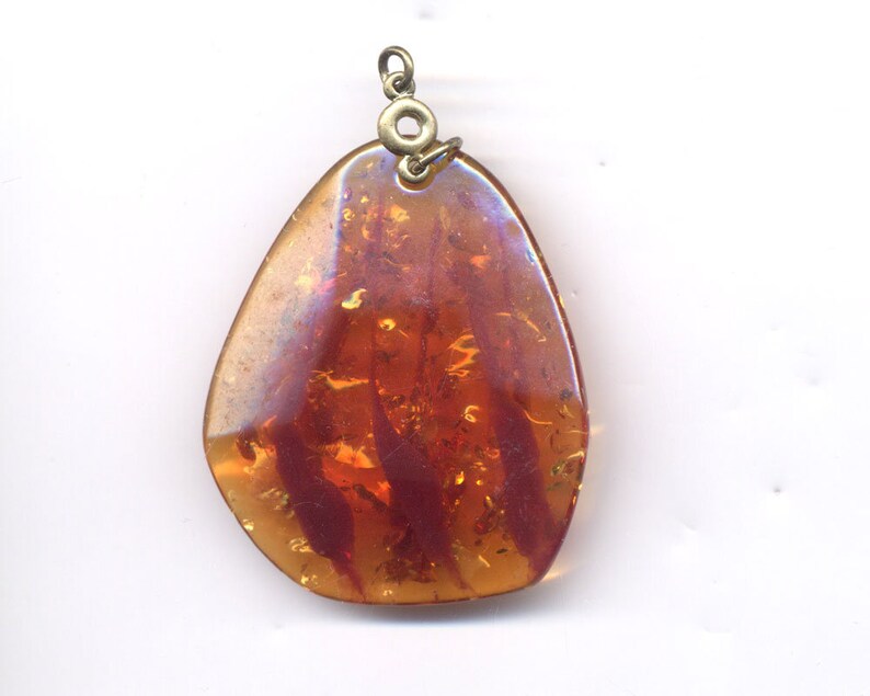 Antique Amber Pendant wbrass Findings