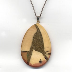 South Western Abstract Picasso Jasper Pendant on Sterling Silver Chain