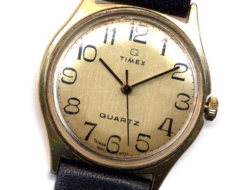 Montre-bracelet vintage Timex Q pour homme, c1979