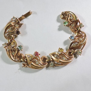 Lisner Gold-Tone Rhinestones Bracelet 1950s-60s