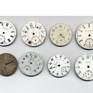Lot of 8 Vintage Pocket Watch Dials for Fix or Steampunk