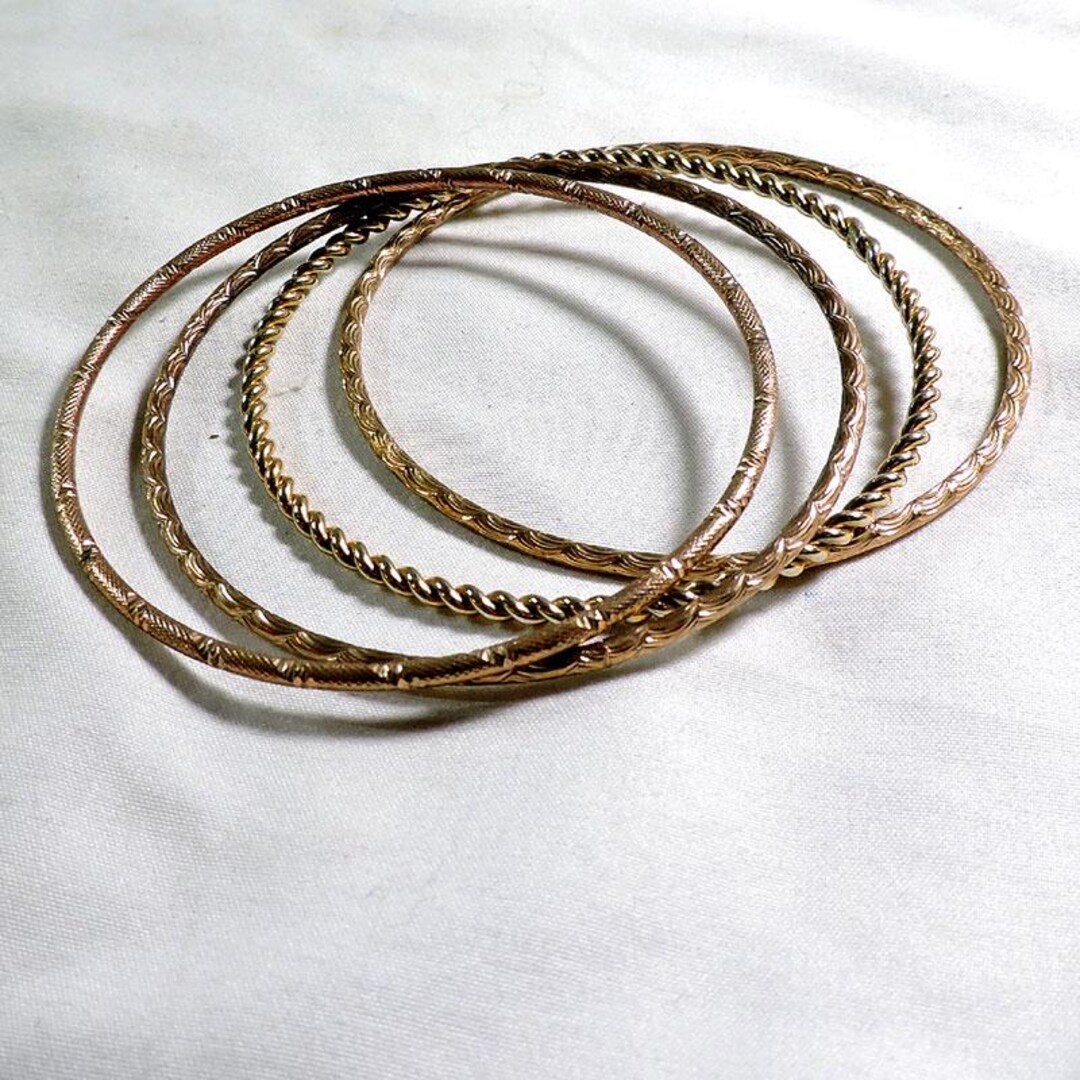 Vintage 4-pack Bangle Gold-mix Bracelets - Etsy