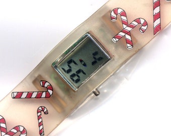 Ladies Digital Christmas Candy Cane Wristwatch