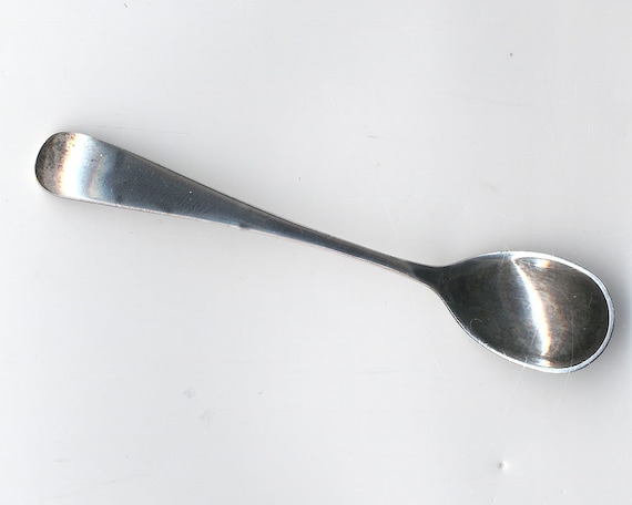 Antique English Silver-plate Old English Oval Bowl Salt Spoon