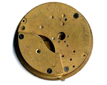 Elgin Pocket Watch Movement for Parts, Repair, or Steampunk c1895