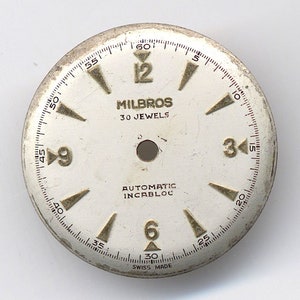 Vintage 30 Jewel Milbros Men&#39;s Automatic Watch Dial 26 mm