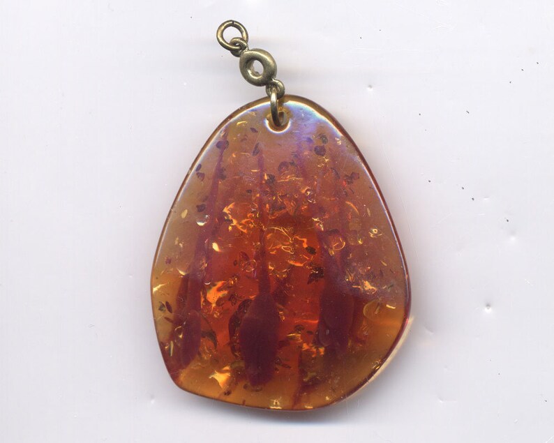 Antique Amber Pendant wbrass Findings