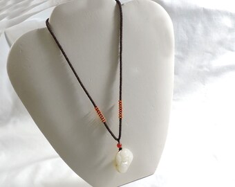 Carved Buddha Jade Pendant Necklace - Unisex Natural Stone
