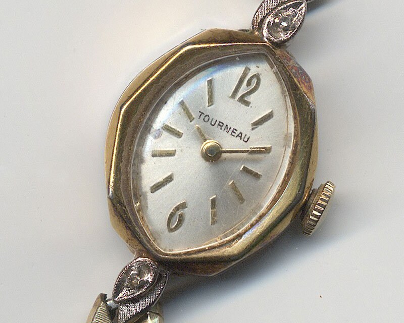 Ladies 10K Rolled Gold TOURNEAU 21J With Diamond Accents C1950s Etsy