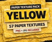 Yellow Paper Texture Pack – 57 Hand-Scanned Folded Paper Textures, PNG + JPG, Mixed Media & Zine