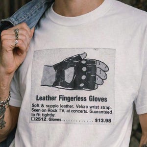 Leather Graphic BOX T-Shirt | Vintage Catalog Tee | Underground 70s Style Shirt
