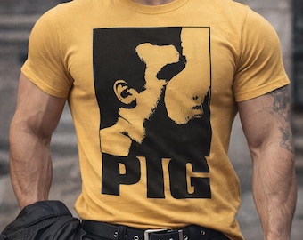 PIG Graphic Tee | Heavyweight Garment-Dyed Shirt | Vintage Gay Leather | Queer Streetwear | Unisex T-Shirt
