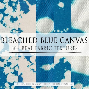 Bleach Blue Texture Pack – 20+ Hand-Scanned Fabric Scan Textures, DIGITAL DOWNLOAD JPG, Mixed Media