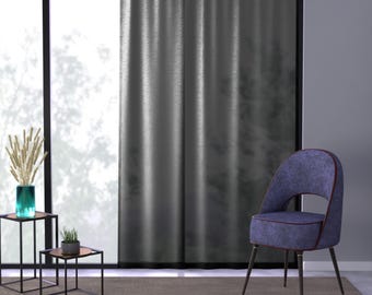 Cortina de ventana negra con estampado geométrico / Panel semitransparente, cortina moderna