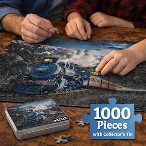 Vintage Steam Locomotive 1000pc Jigsaw Puzzle with Collector Tin