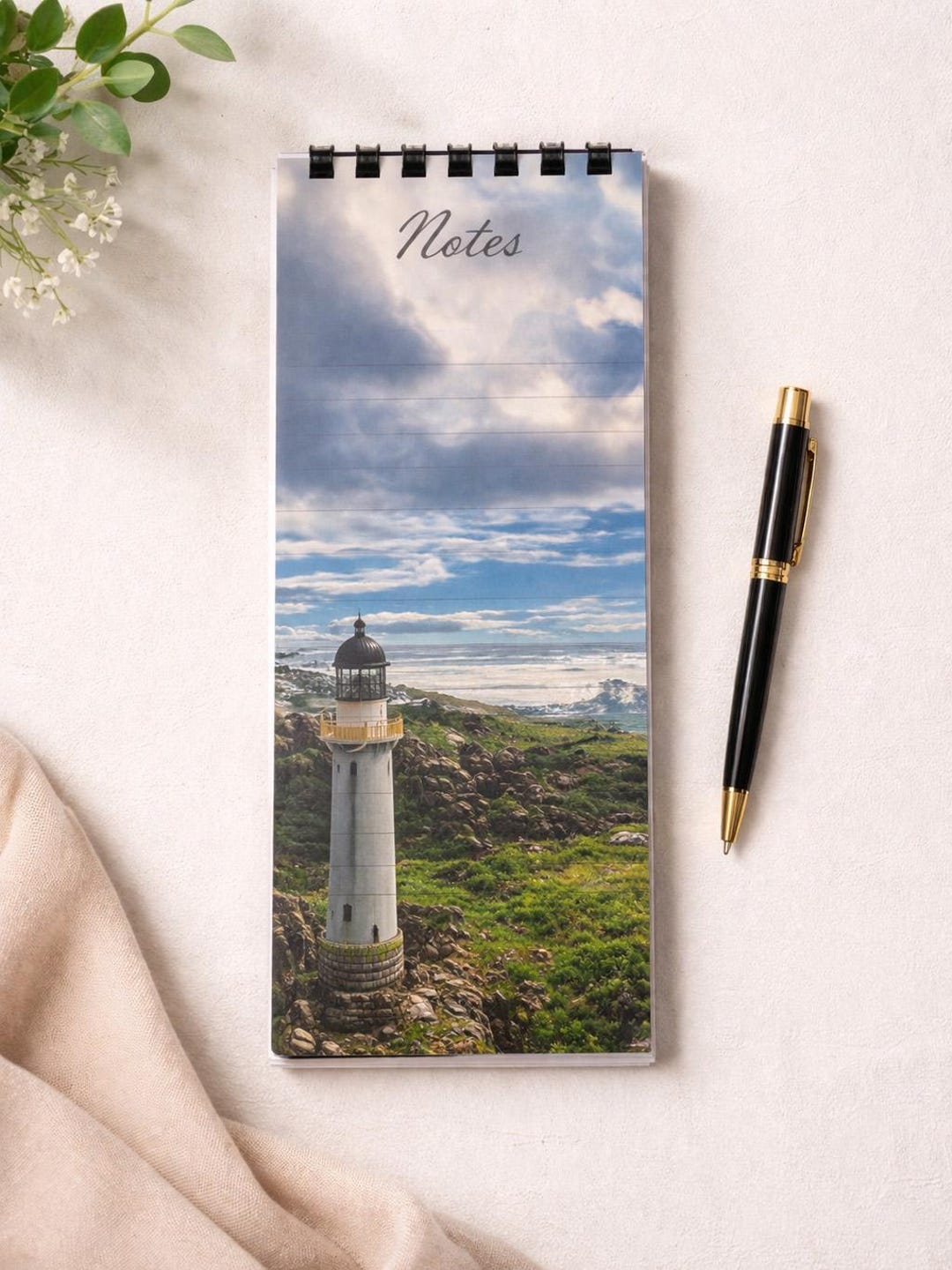 Coastal Lighthouse Notepad Long Skinny Lined Notes Pad Ocean Shore Desk ...