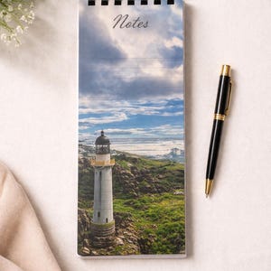 Coastal Lighthouse Notepad Long Skinny Lined Notes Pad Ocean Shore Desk Notepad