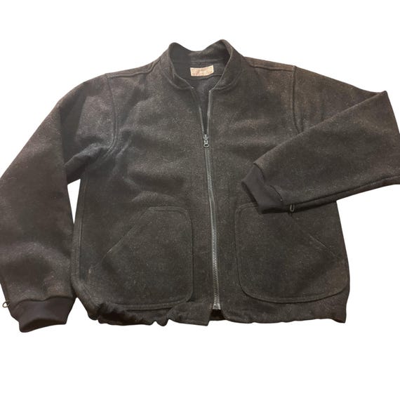 Filson, Vtg Filson Black Mackinaw Wool Bomber Jacket Liner Full Zip USA Outdoors Med