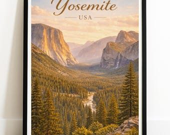 Yosemite Valley Print - Vintage National Park Travel Poster