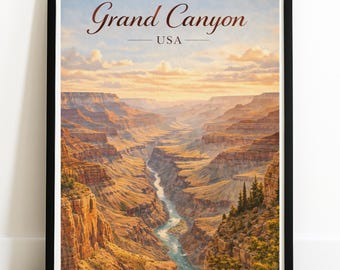 Grand Canyon Vintage Travel Poster – American Landscape Art Print
