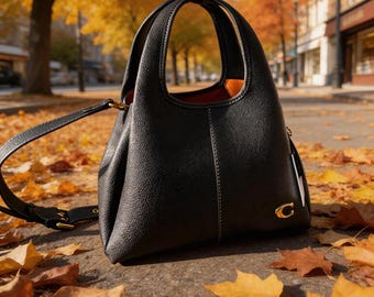 Vintage Crossbody Bag aus gekörntem Leder, Große Tragetasche, Geschenkbox
