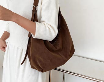 Vegan Wildleder Hobo Tasche, Slouchy Crossbody Schulter Tasche