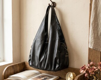 Retro PU Einkaufstasche | Weiche Lederhandtasche | Bikertasche | Großvolumige Schultertasche | Reisetasche