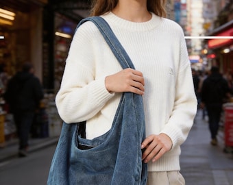 Gewaschene Denim-Taschen für Damen / Umhängetaschen und Tragetaschen für Damen