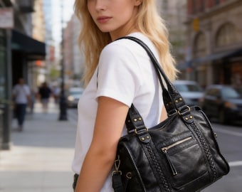 Französische Retro Motorradtasche, Umhängetasche, Crossbody-tasche, Einkaufstasche, Damentasche mit großer Kapazität, waschbare Tasche