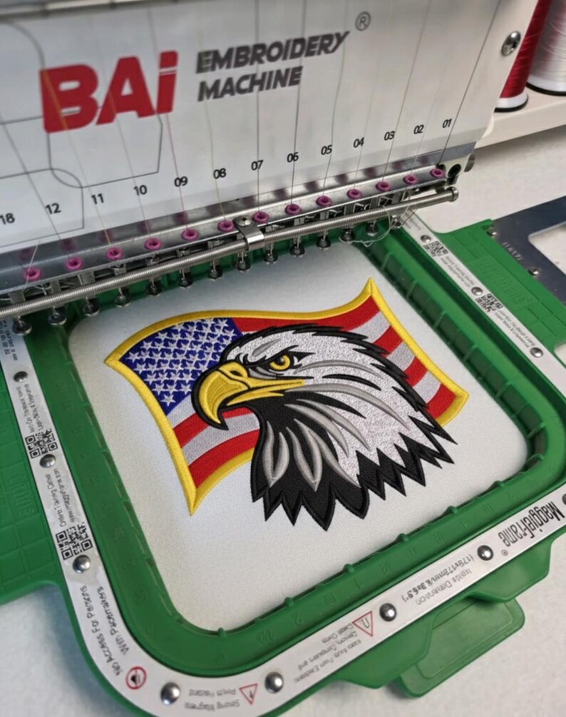 American Flag Eagle Embroidery Design, Patriotic USA Bald Eagle Machine ...