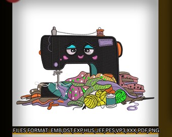 Diseño de bordado para máquina de coser, archivo de bordado de mascota de sastre kawaii, 2 tamaños, decoración de sala de costura, arte de puntada EMB DST JEF pes, descarga instantánea