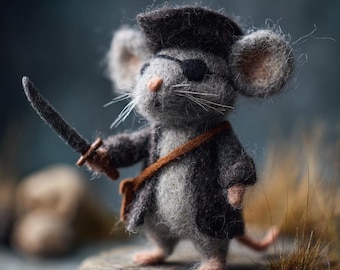 Nålfiltad musfigur | Pirat, romare, brevbärare, soldat | Miniatyrdekor i ull