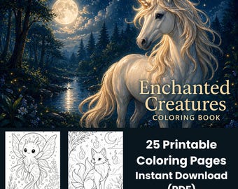 Enchanted Creatures Coloring Pages | 25 Printable Sheets (PDF)