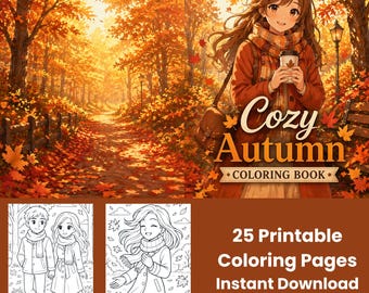 Cozy Autumn Coloring Pages | Cozy Fall Printable Sheets | 25 Designs | PDF