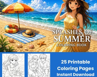 Splashes of Summer Coloring Pages | 25 Printable Sheets (PDF)