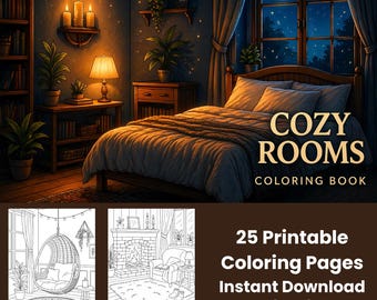 Cozy Rooms Coloring Pages | 25 Printable Designs | PDF