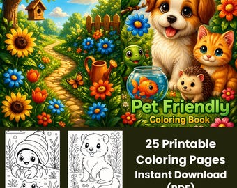 Pet Animals Coloring Pages | Animal Companions Printable | 25 Coloring Sheets (PDF)