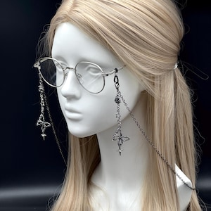 Goth Rose vlinderbrilketting, Witchy Black-brilhouder, Dark Fantasy