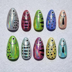 Glitter Fishing Lure Press On Nails Colorful Fish Bait Nail Design Angler Inspired Fake Nails Reusable Glue On Nails Unique Nail Set