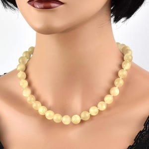 Vintage Short necklace Beaded choker Unique Pale yellow necklace 1990s Costume jewelry gift for women