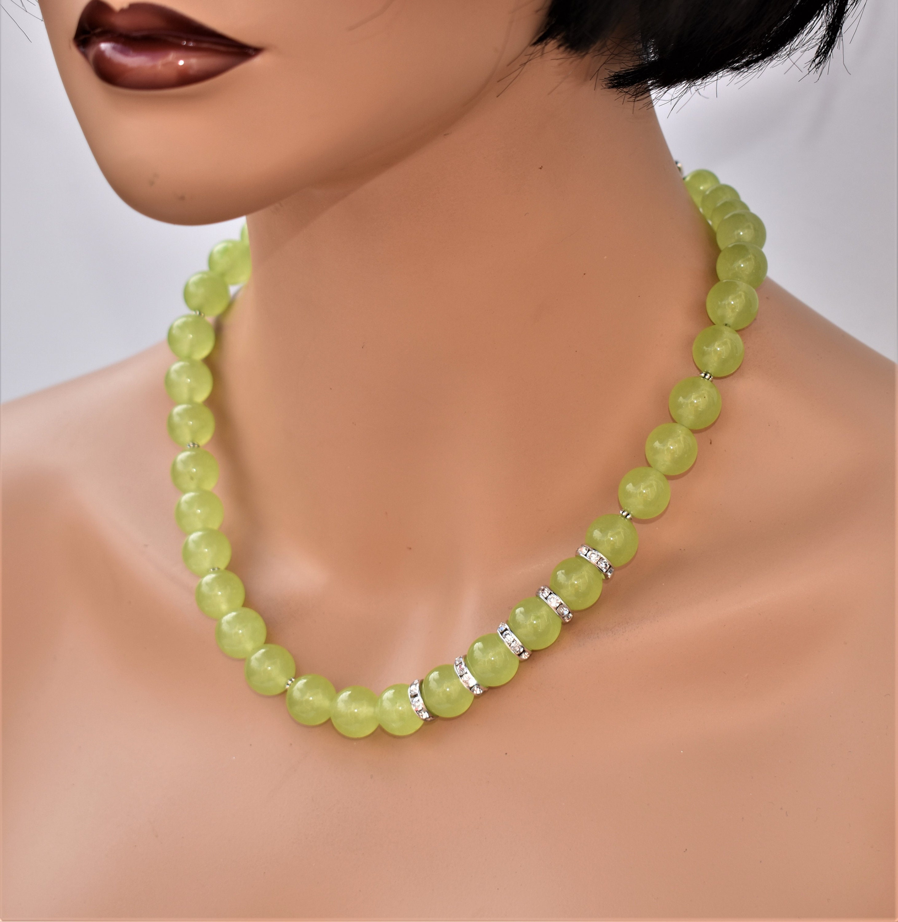Apple Green Jade Statement Necklace 