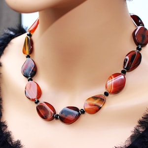 Handmade Botswana Agate necklace Chunky Statement Jewelry Unique colorful Gemstone necklace for women