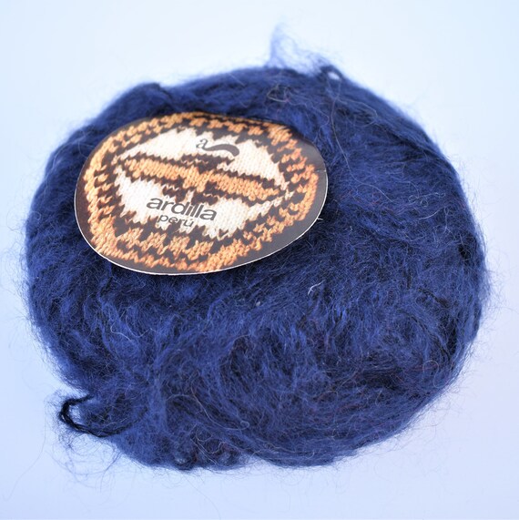 Blue mohair yarn Natural wool yarn Soft fluffy art yarn for Etsy