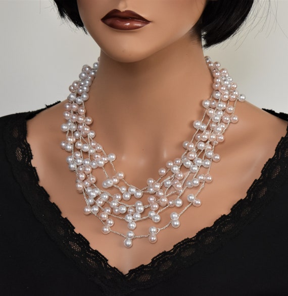 Women Vintage Choker Multi Strands Layered Faux Pearl Jewelry Statement  Necklace - Walmart.com