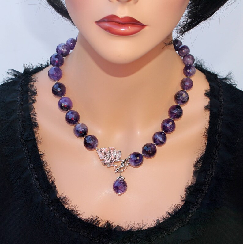 Lariat Amethyst Statement Necklace Purple Necklace Luxury Etsy