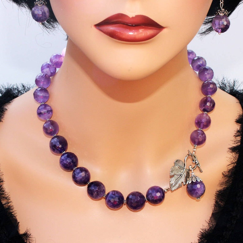 Lariat Amethyst Statement Necklace Purple Necklace Luxury Etsy