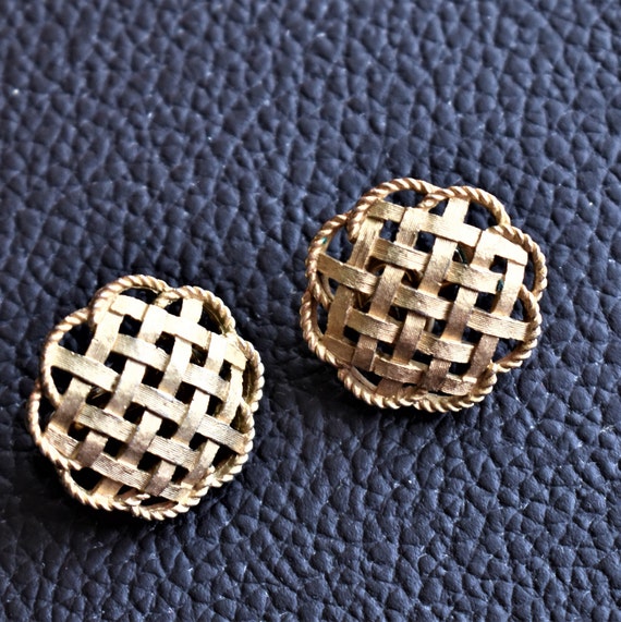 Vintage Trifari earrings Gold Statement earrings … - image 2